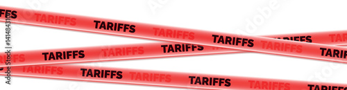 Tariff Finance Global Banner. Illustration Taxaion Embargo. International Economy Tariffs Increase Visualisation. Geopolitics Issue Sanction Banner. Protectionism Customs Duty. Trade War Caution Tape.