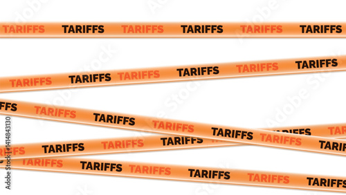 Tariff Finance Global Banner. Illustration Taxaion Embargo. International Economy Tariffs Increase Visualisation. Geopolitics Issue Sanction Banner. Protectionism Customs Duty. Trade War Caution Tape.