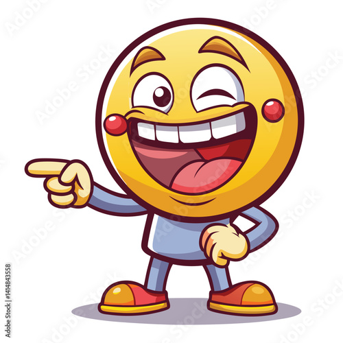 Funny cartoon emoticon character pointing