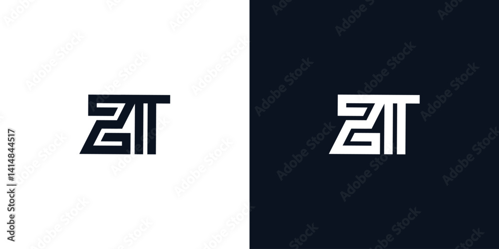 Obraz premium Minimal creative initial letters ZT logo