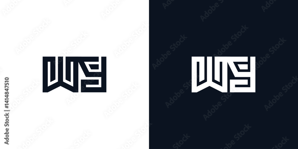 Obraz premium Minimal creative initial letters WY logo