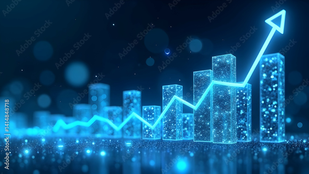 Dynamic representation of accelerating market growth through motion-enhanced financial data visualization with crystalline elements Dynamic representation of accelerating market growth through motion-enhanced financial data visualization with crystalline elements