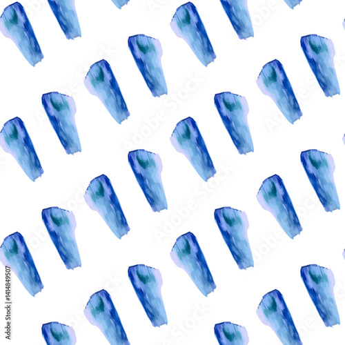 Watercolor Blue Brush Stroke Seamless Pattern