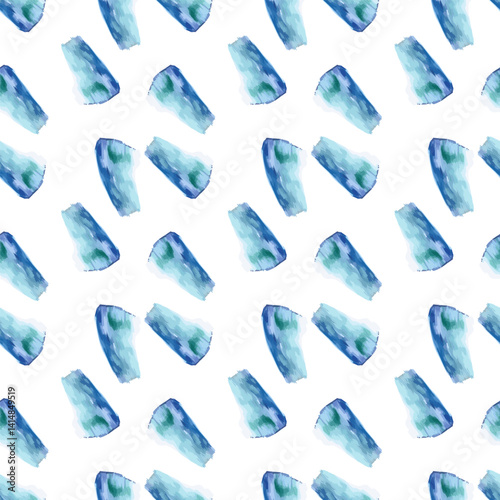 Watercolor Abstract Blue Tiles Seamless Pattern Design
