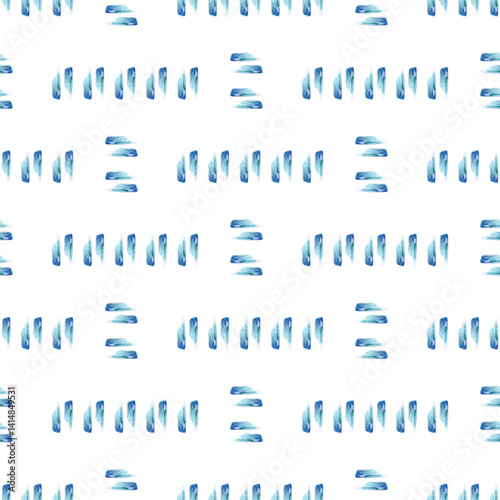 Blue Watercolor Brush Strokes Minimal Seamless Pattern