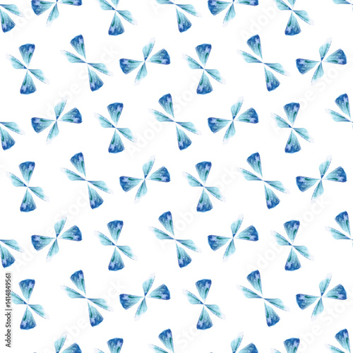 Seamless Watercolor Abstract Blue Petals Pattern Design