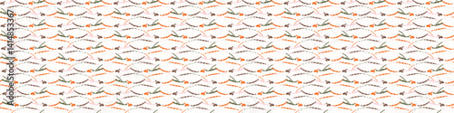 Simple whimsical modern abstract border shape seamless pattern. Trendy pastel color banner with hand drawn playful style for edging trim, wash tape and summer texture ribbon background.