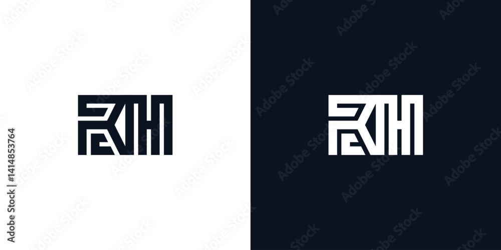 Obraz premium Minimal creative initial letters RH logo