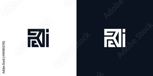 Minimal creative initial letters RI logo