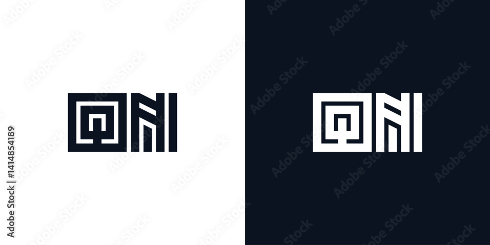 Obraz premium Minimal creative initial letters QN logo