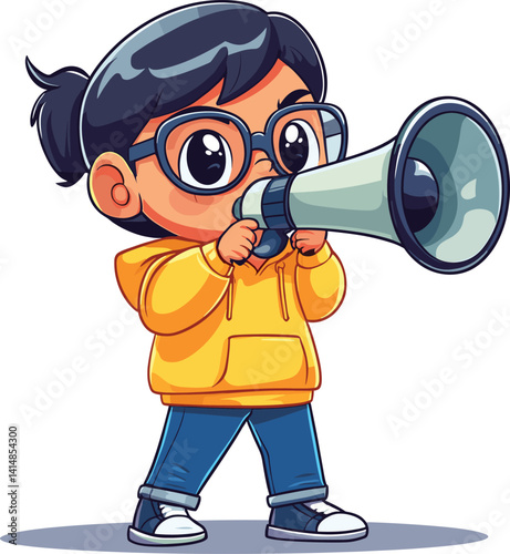 cartoon character with megaphone
