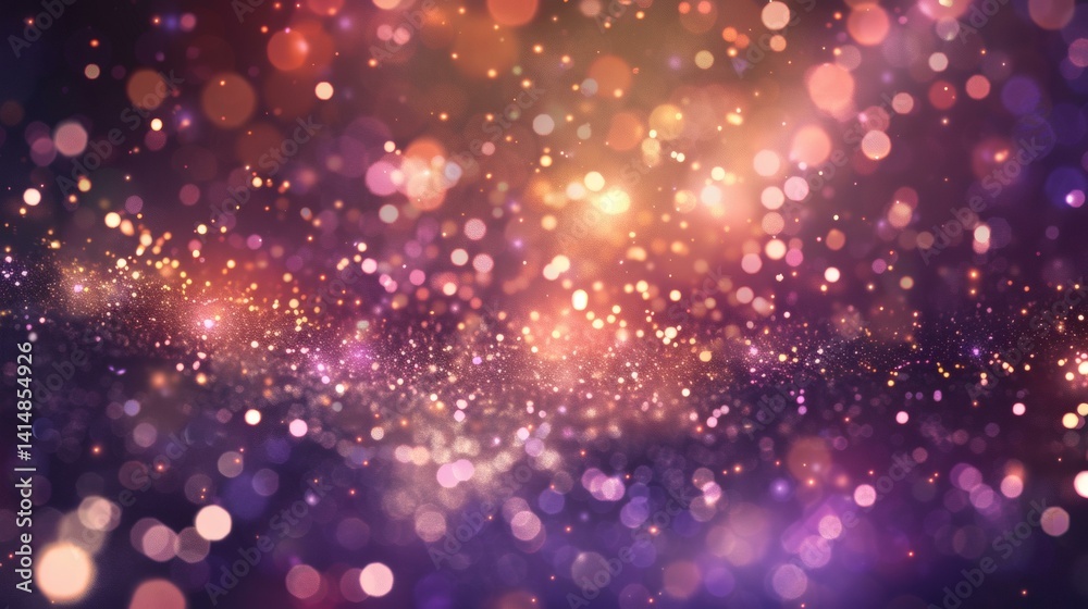 Festive Sparkle: Abstract Bokeh Background with Gold and Purple Glittering Light Streaks for Celebrations and Events Festive Sparkle: Abstract Bokeh Background with Gold and Purple Glittering Light Streaks for Celebrations and Events