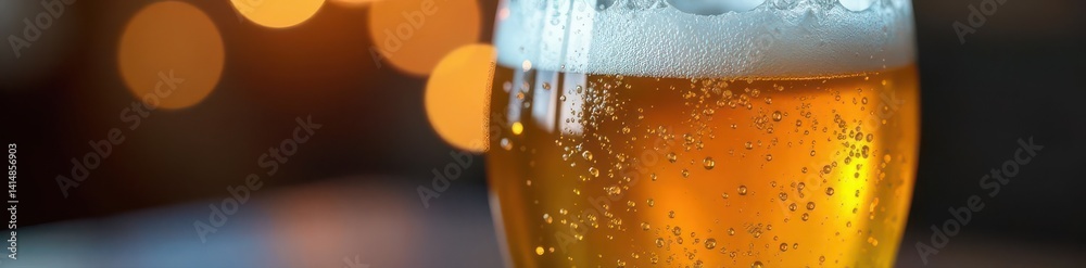 Condensation clinging to a frosty glass of golden beer , lager, liquid, malt Condensation clinging to a frosty glass of golden beer , lager, liquid, malt