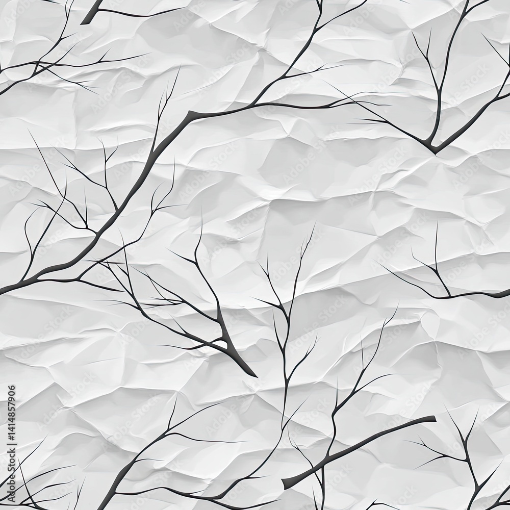 This background features a wrinkled white paper texture, ideal for design projects and printed materials on cloth or wallpaper SEAMLESS PATTERN