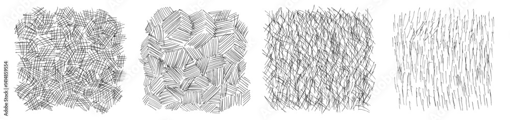 Φωτογραφία Set of texture strokes of  black ballpoint pen