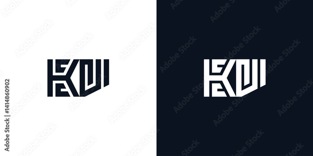Obraz premium Minimal creative initial letters KV logo.