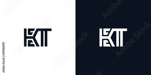 Minimal creative initial letters KT logo.