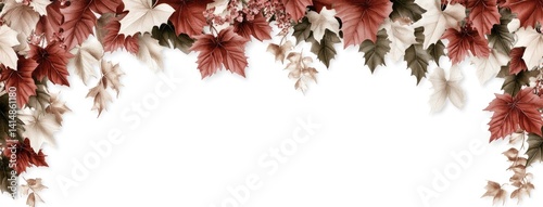 Obraz na płótnie Delicate red and pink leaves cascade downward on a soft white backdrop, creating a calming and artistic ambiance w salonie