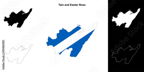 Tain and Easter Ross blank outline map set