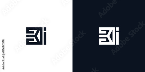 Minimal creative initial letters BI logo.