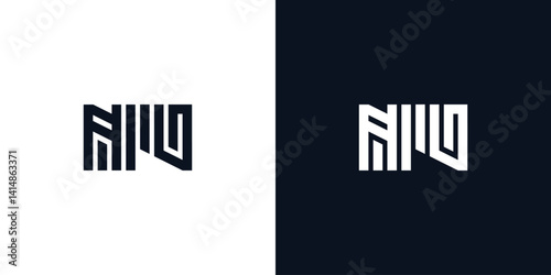 Minimal creative initial letters NU logo