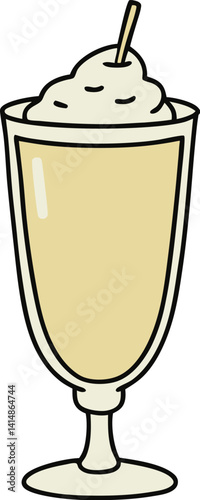 eggnog glass doodle on white background.