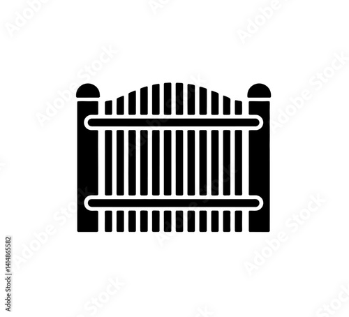 Wooden boundary wall icon vector in black color isolated on white. wooden fence.