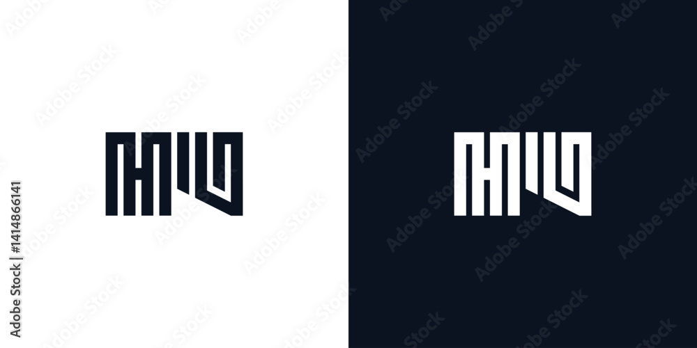 Obraz premium Minimal creative initial letters HU logo.