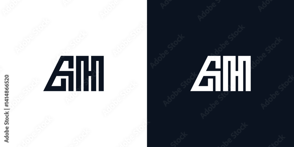 Obraz premium Minimal creative initial letters AH logo.