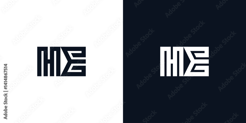 Obraz premium Minimal creative initial letters HE logo.