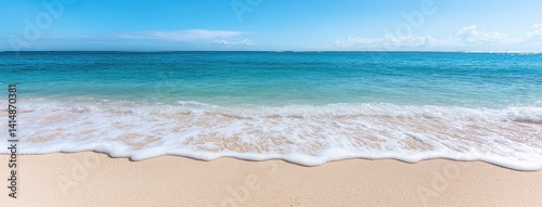 Obraz na płótnie Soft waves kiss the white sandy shore as a hand gently holds grains of sand, embodying tranquility and natural beauty w salonie