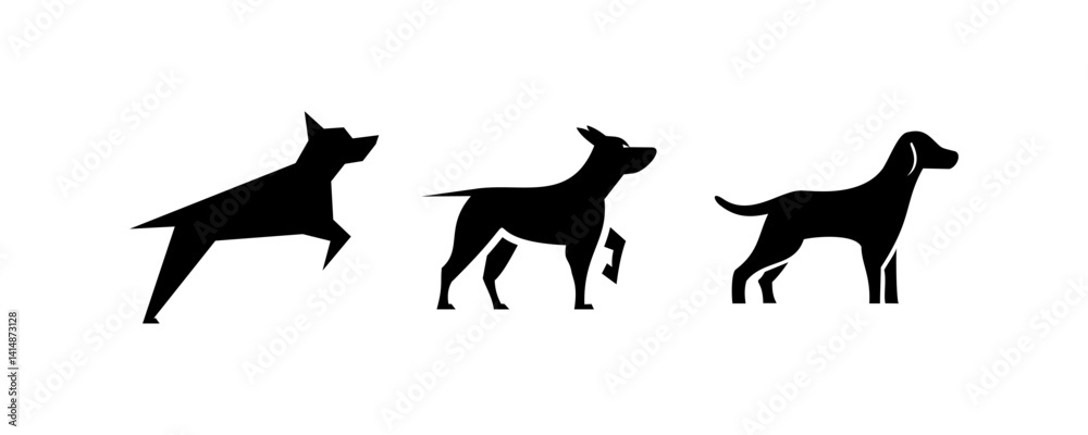 Silhouette vector of a black dog set design eps Silhouette vector of a black dog set design eps