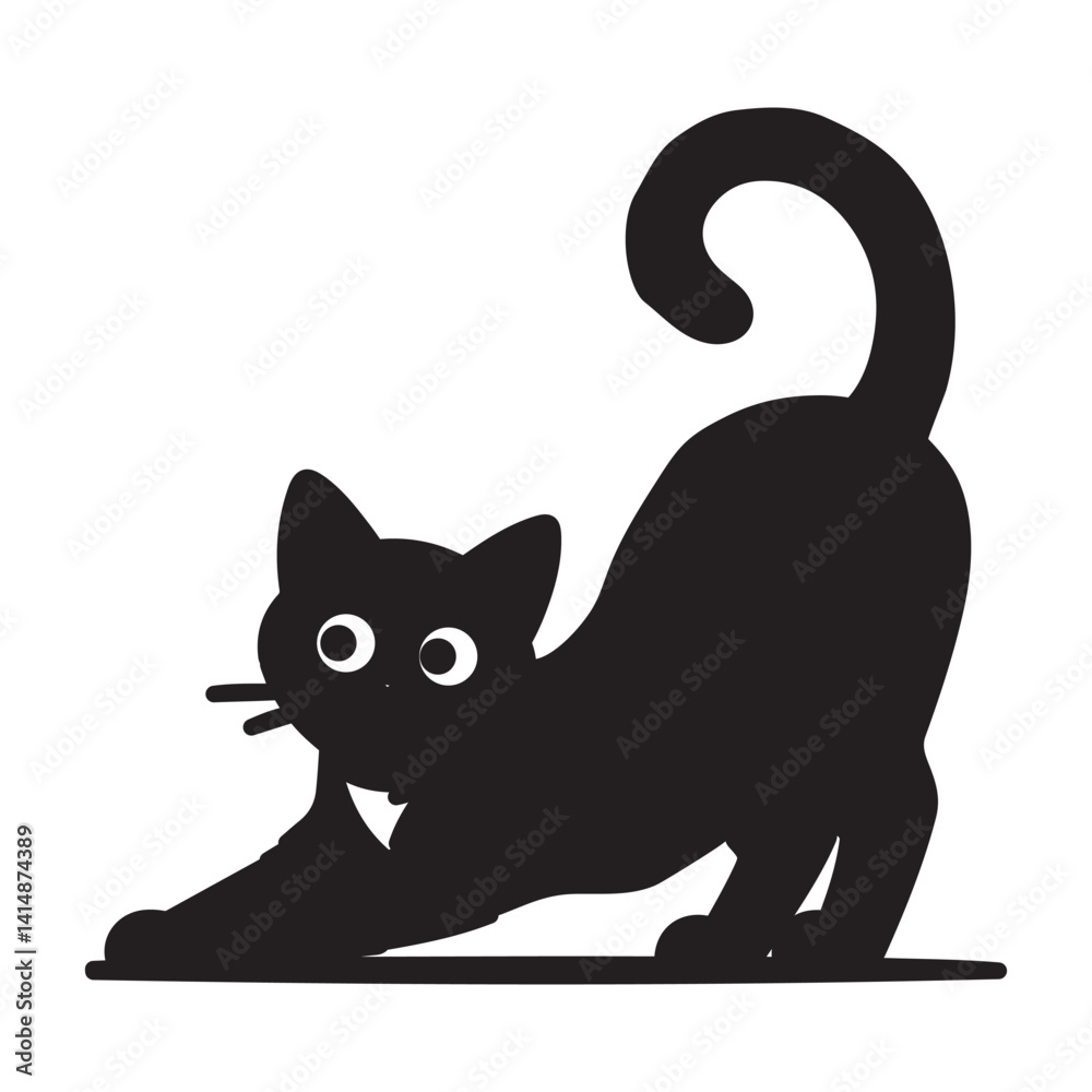 Obraz premium Cat Silhouette Vector Illustration of a Playful Cat