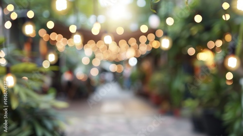 Blurred Garden Lights Bokeh Background, Summer Evening Decor