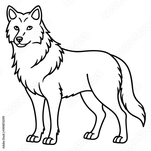 Geometric Wolf Line Drawing