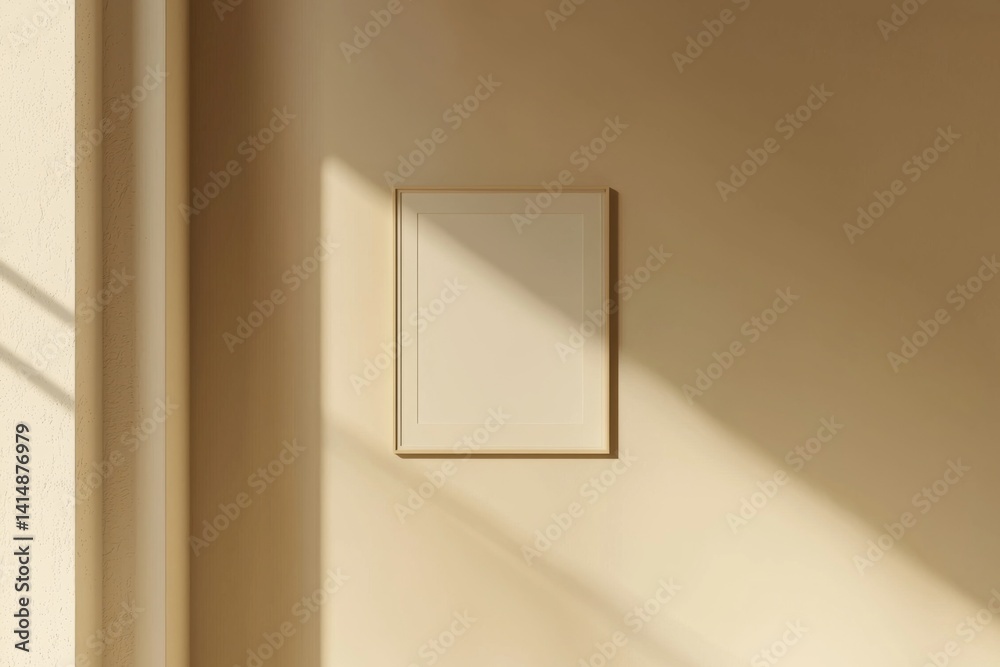 Minimalist Poster Frame Mockup in Aesthetic Interior with Sunlight