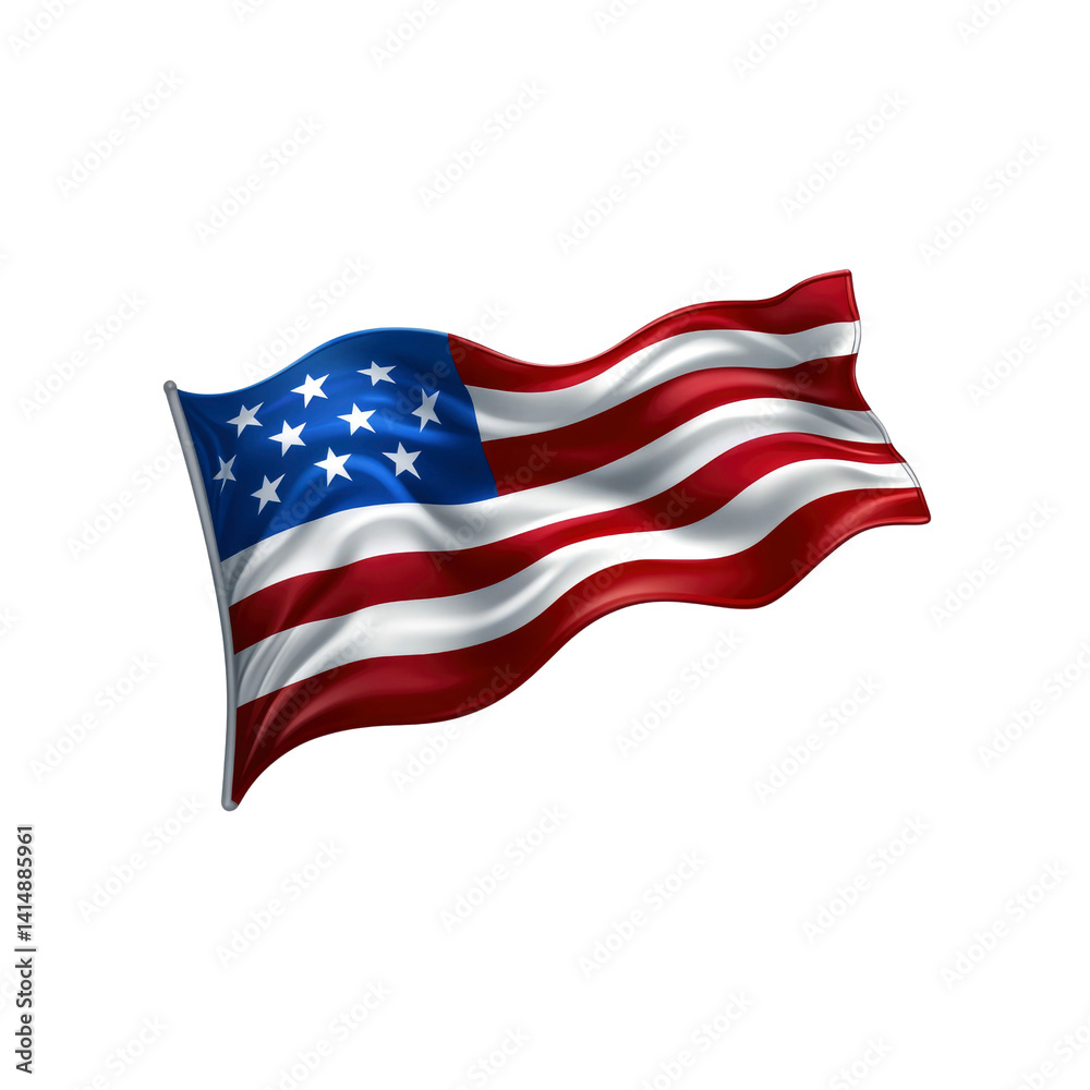 Obraz premium Waving American Flag, Stars and Stripes, Patriotism, National Pride