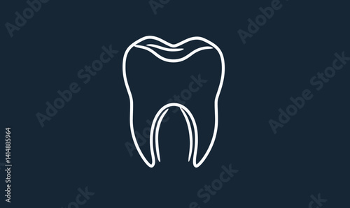 Minimalist Dental Logo with Abstract Line Art Tooth Design for Branding and Identity