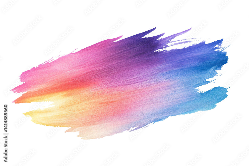Colorful brush stroke with gradient of yellow, pink, purple, and blue on a transparent background Colorful brush stroke with gradient of yellow, pink, purple, and blue on a transparent background