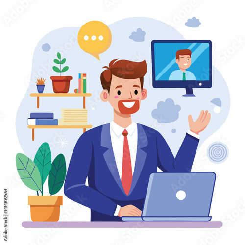 Businessman having a video call at his home office