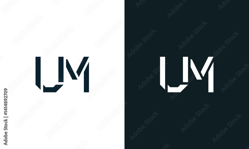 Obraz premium Creative minimal abstract letter UM logo.