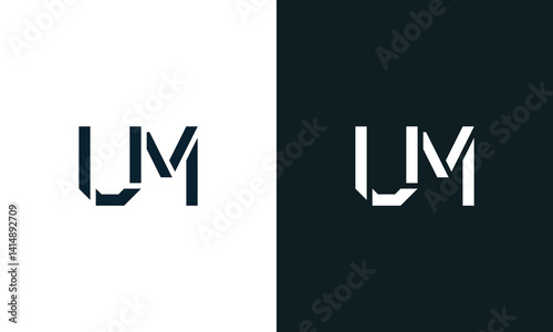 Creative minimal abstract letter UM logo.