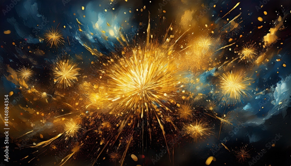 Fototapeta premium creative abstract colorful fireworks and sparklers wallpaper on black background, graphic resource