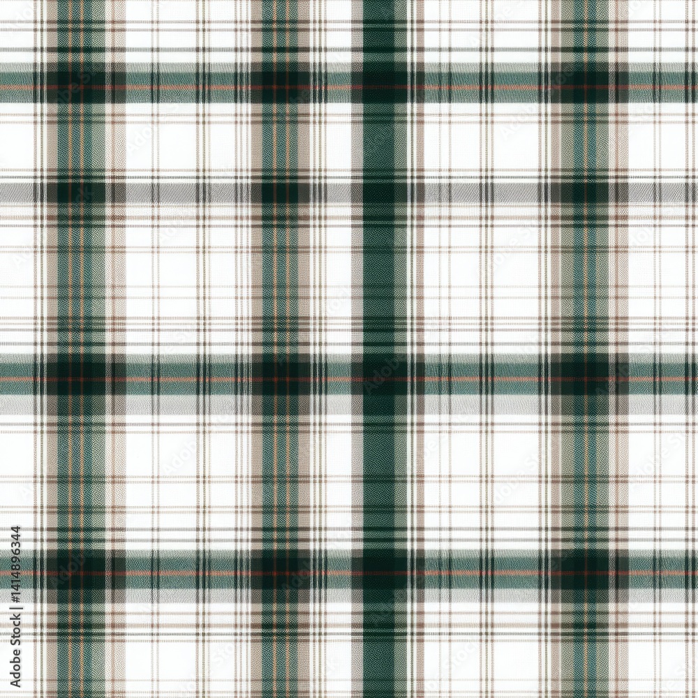 Intricate lines form a seamless Scottish tartan plaid design featuring gray and ivory, suitable for classically styled textiles SEAMLESS PATTERN