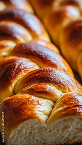 A close-up shot of a loaf of bread sitting on a table