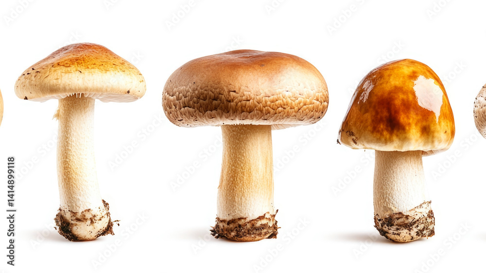 A cluster of mushrooms growing together, highlighting their unique shapes and textures A cluster of mushrooms growing together, highlighting their unique shapes and textures