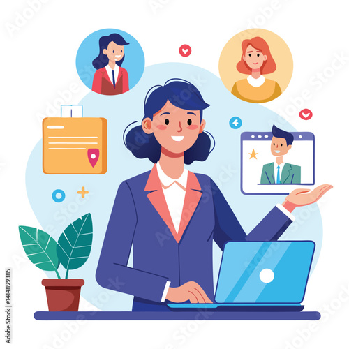 Businesswoman Leads Virtual Meeting