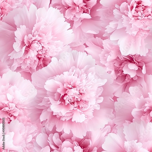 Obraz na płótnie Close-up capture of pink peonies highlighting delicate petals and vibrant colors in a lush garden setting during springtime SEAMLESS PATTERN w salonie