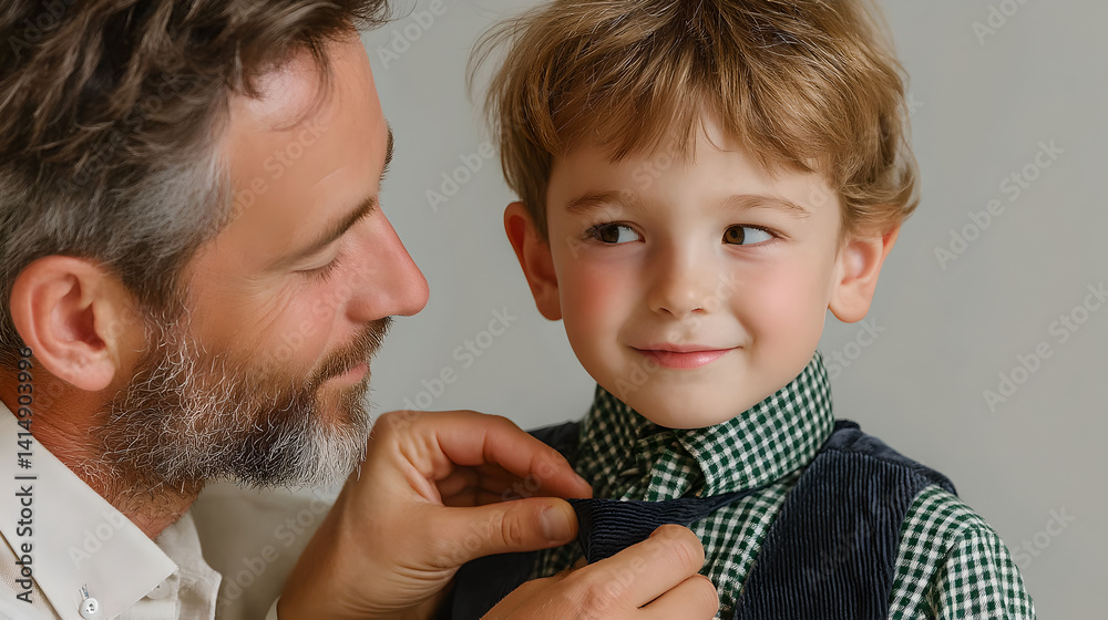 Father Adjusting Son's Bow Tie A Tender Moment of Preparation