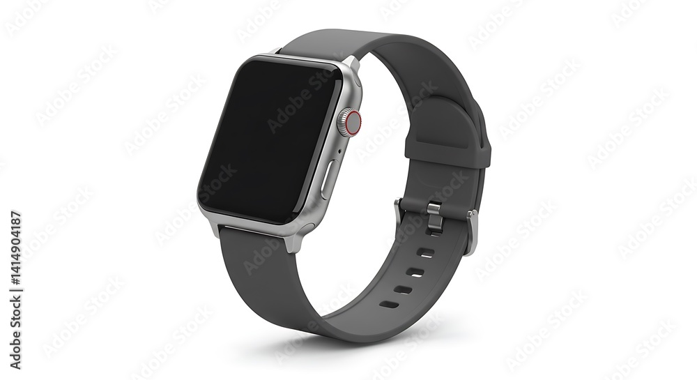smartwatch with silicone strap, on white background smartwatch with silicone strap, on white background